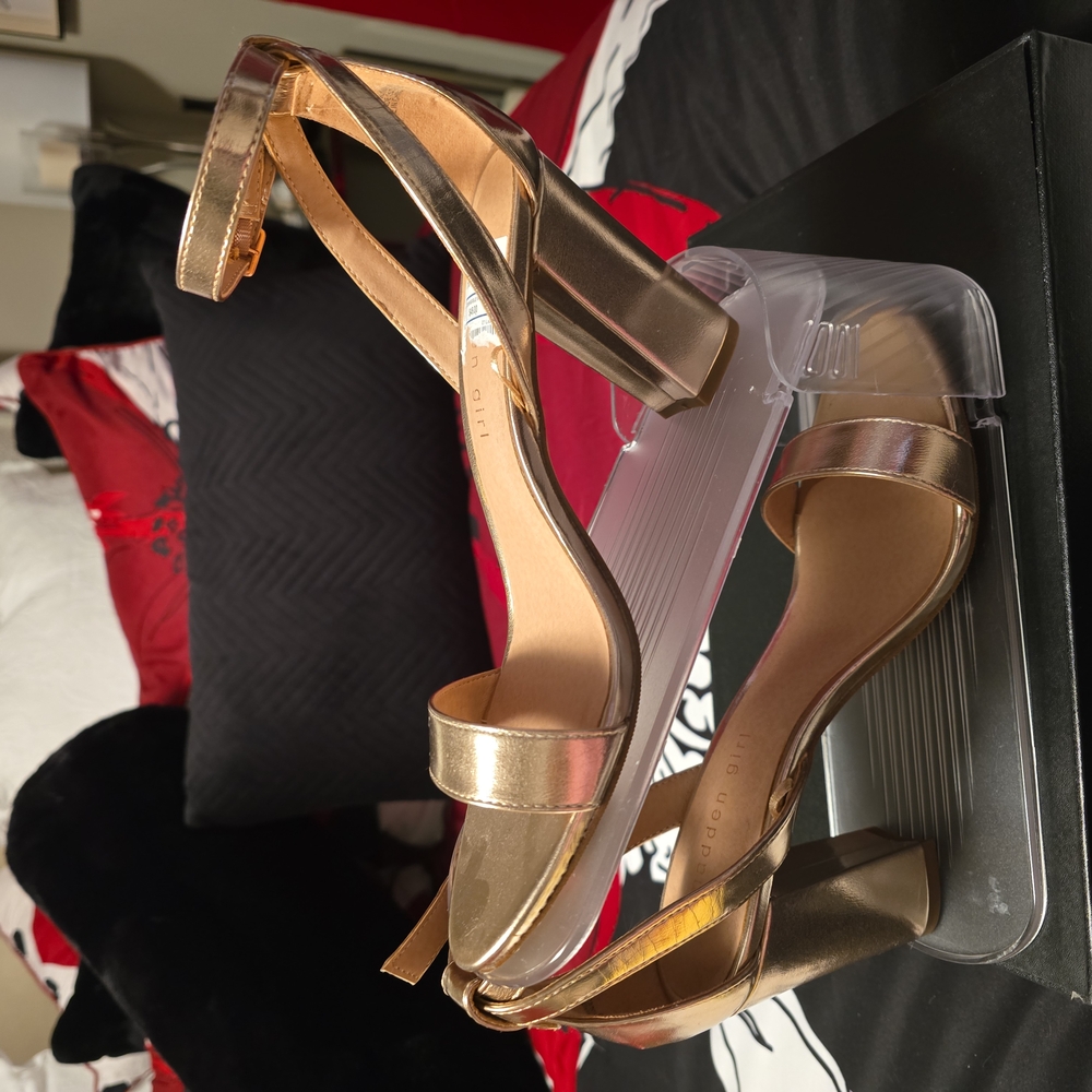 Gold Strappy Heeled Sandals
